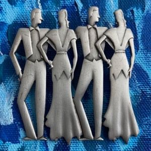 VINTAGE JONETTE JEWELRY Brooch Couples Silver